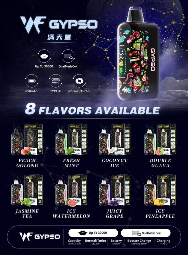 GYPSO滿天星拋棄式🪄30000口🔋王嘉爾同款bubblemon炫彩【1隻=5隻哩亞四代拋抛棄式】CP值高